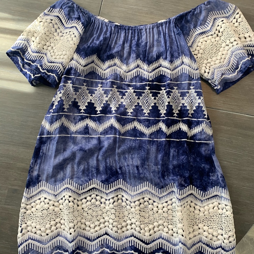 Off the sh blue & white swimsuit coverup/dress